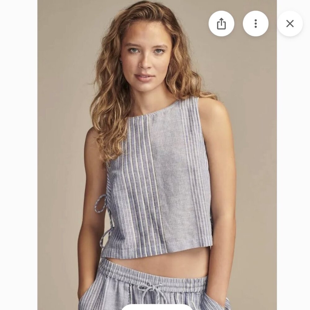 LUCKY BRAND LINEN BLEND BEACH TANK TOP L